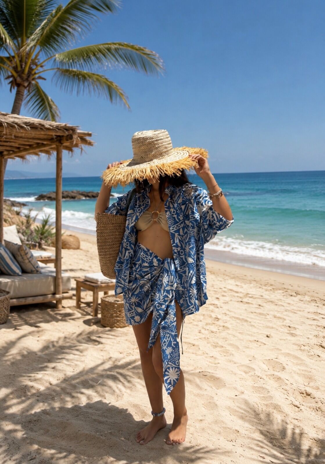 Mykonos Ensemble Chemise Manches Longues Pareo Motifs Med Mediterranee
